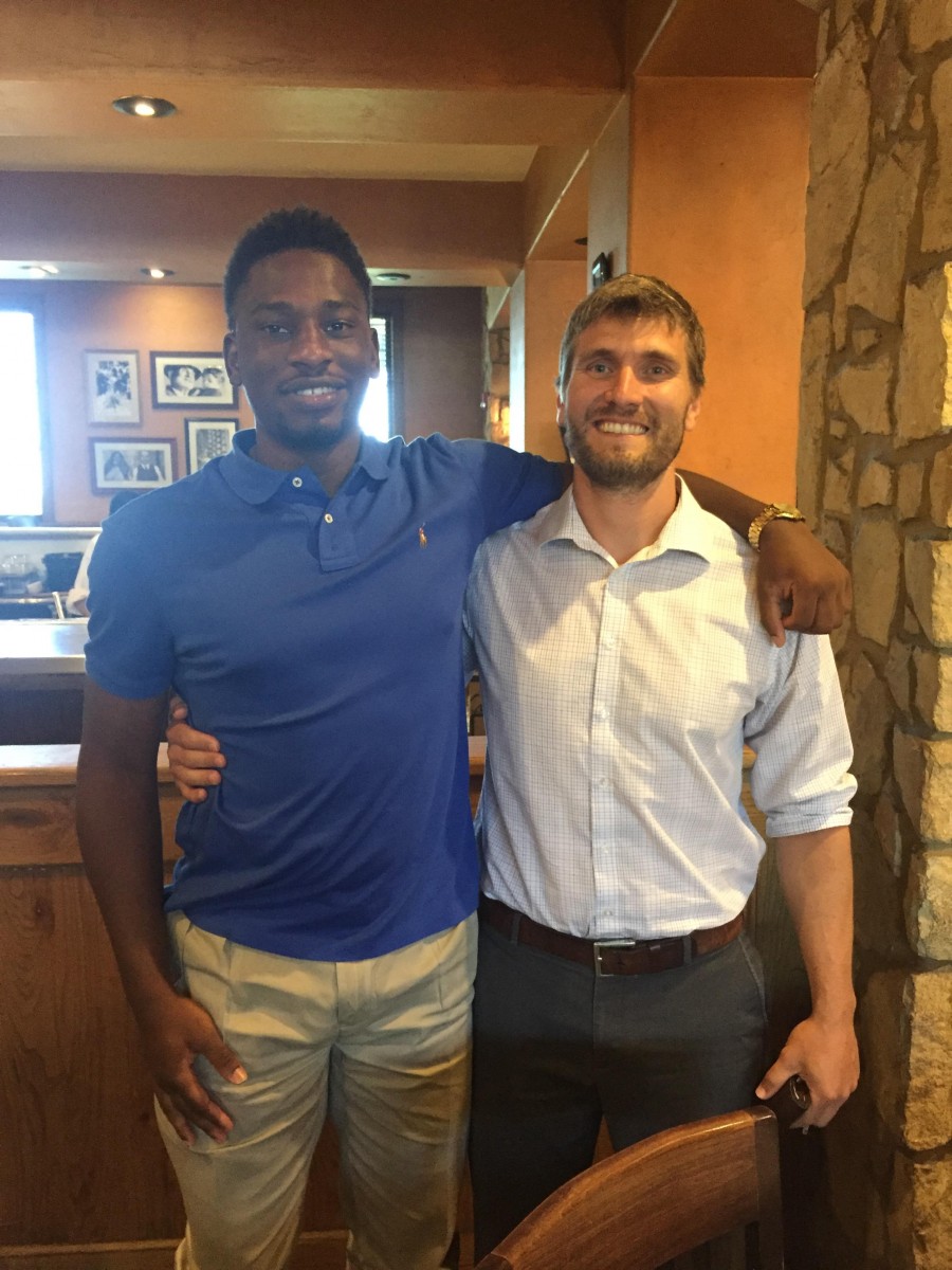 Mr. Herbin meets up with former student and current engineer intern, Winzel Sterling